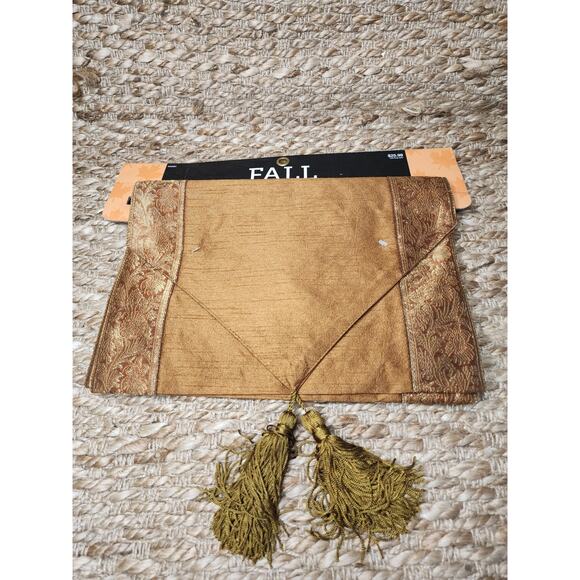 Gold Brown Table Runner 72”L X 13”W Fall Thanksgiving Christmas Decor New! - Picture 5 of 6